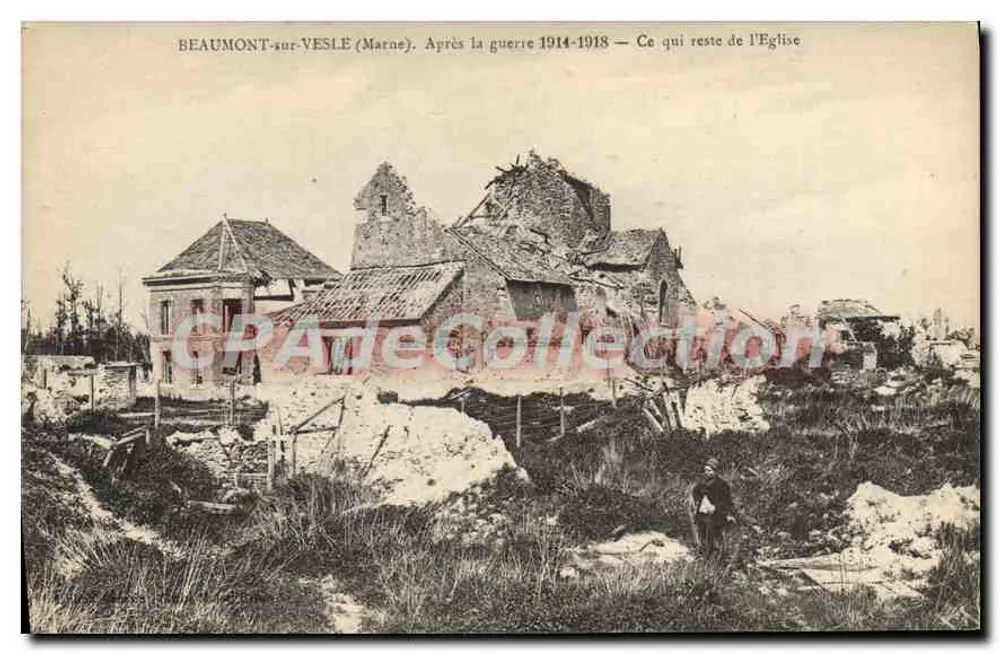 Beaumont-sur-Vesle (Marne) — Após a guerra 1914-1918 — O que resta da Igreja - Frente