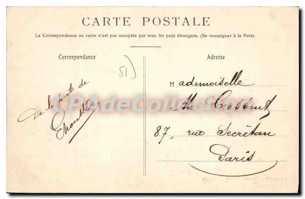 Villers-aux-Bois — Ansicht des Schlosses und des Sees — J. Bracquemari, Verlag Epernay - Rückseite