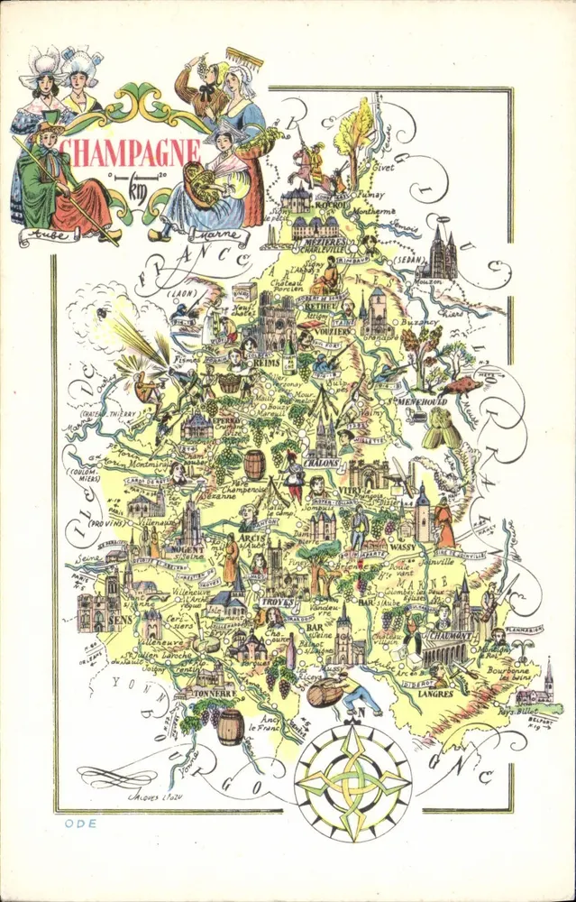 Champagne — carta postal ilustrada — editor ODE - Frente