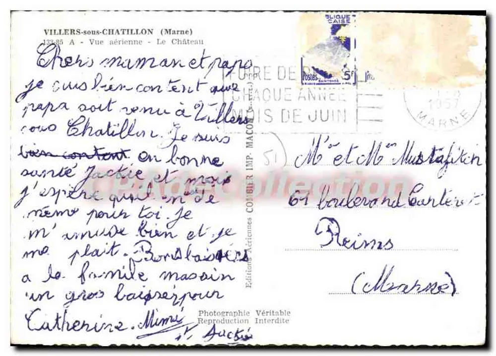 Villers-sous-Châtillon (Marne) — Luftbild des Schlosses — Editions Chaque Année - Rückseite