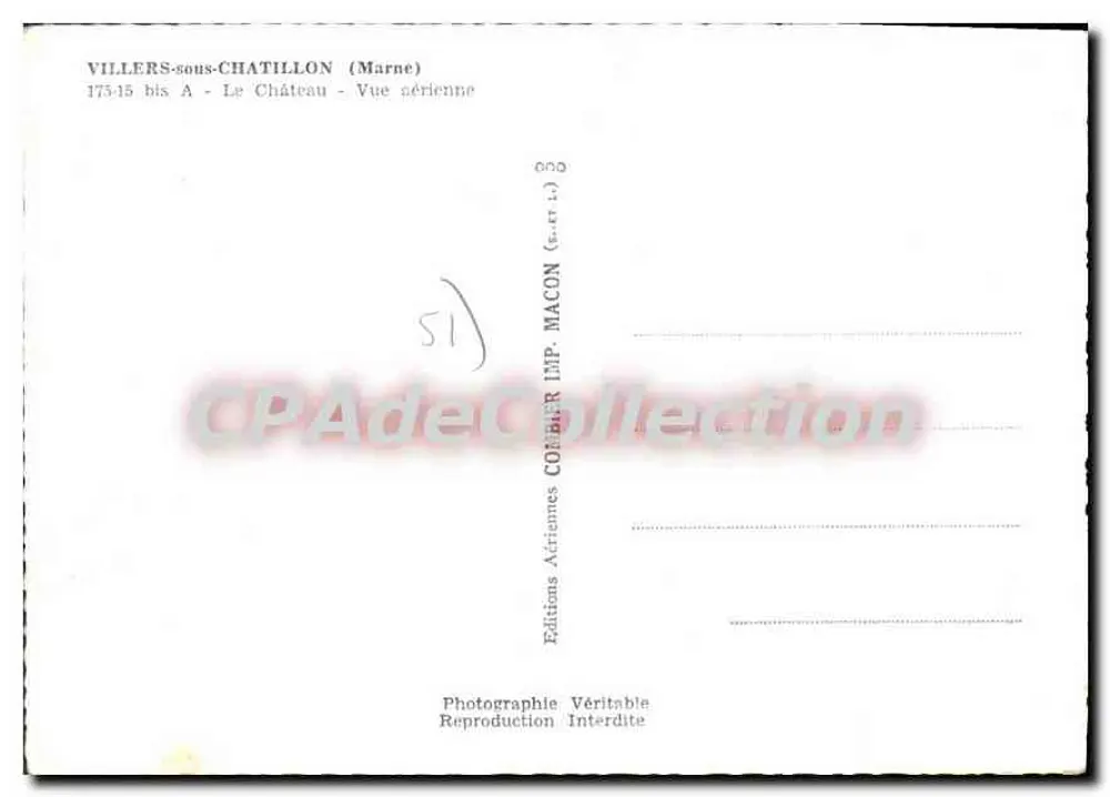 Villers-sous-Châtillon — Das Schloss — Luftaufnahme — Coabier Editions - Rückseite