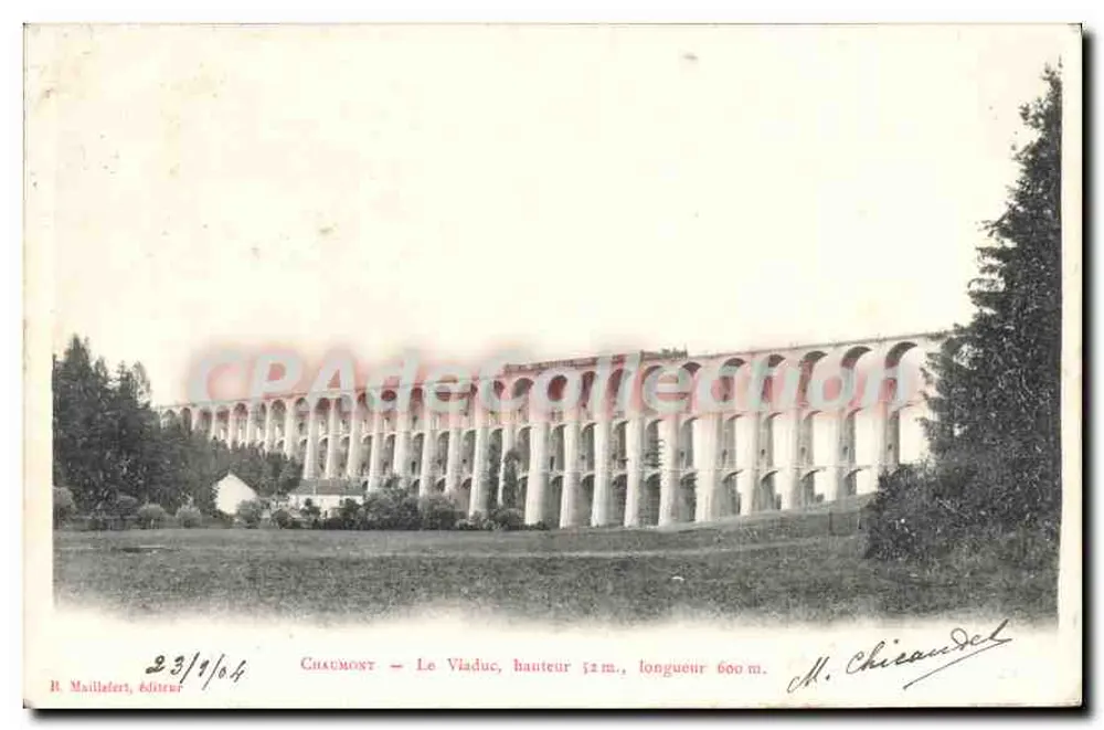 Chaumont — O Viaduto — altura 52 m., comprimento 600 m. — R. Maillafer, editor - Frente