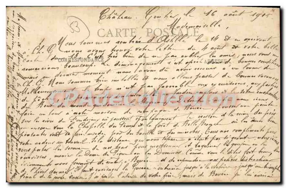 Château-Gauntier — Ufer der Mayenne und das Krankenhaus — Ausgabe von J. Nattier, Sable-sur-Sarthe - Rückseite
