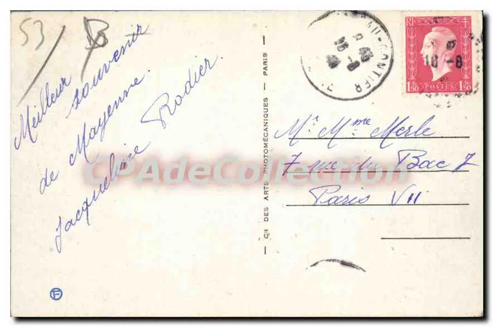 Château-Gaontier — Eingang zum englischen Garten — LL.34 — Verlag: Cie des Arts Photomécaniques - Rückseite