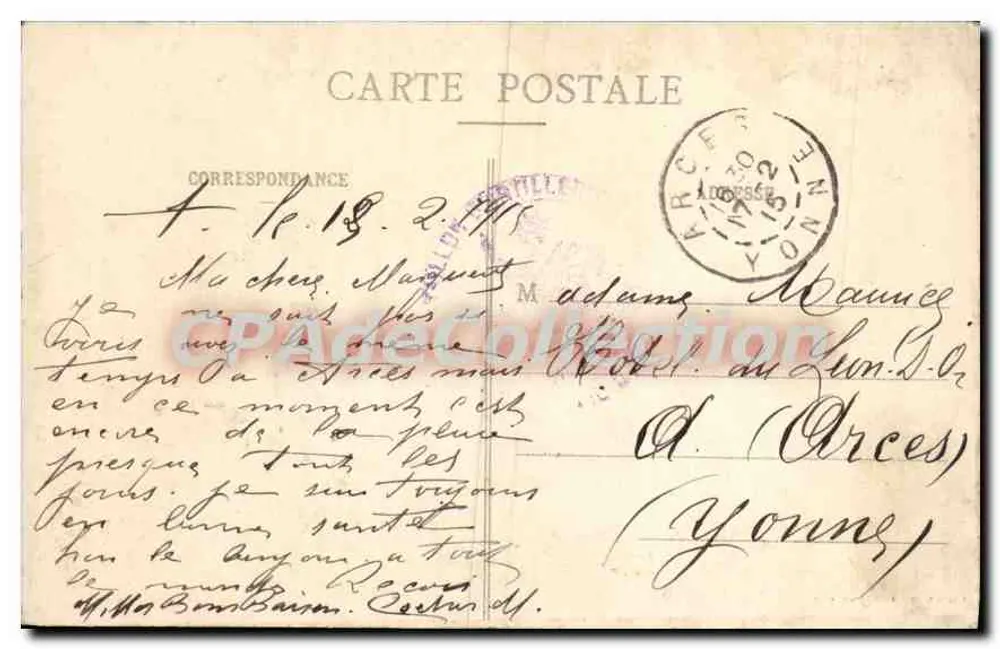 Lunéville - Place des Carmes mit den verbrannten Häusern - Bastien, lith.-Verlag, Lunéville - Rückseite