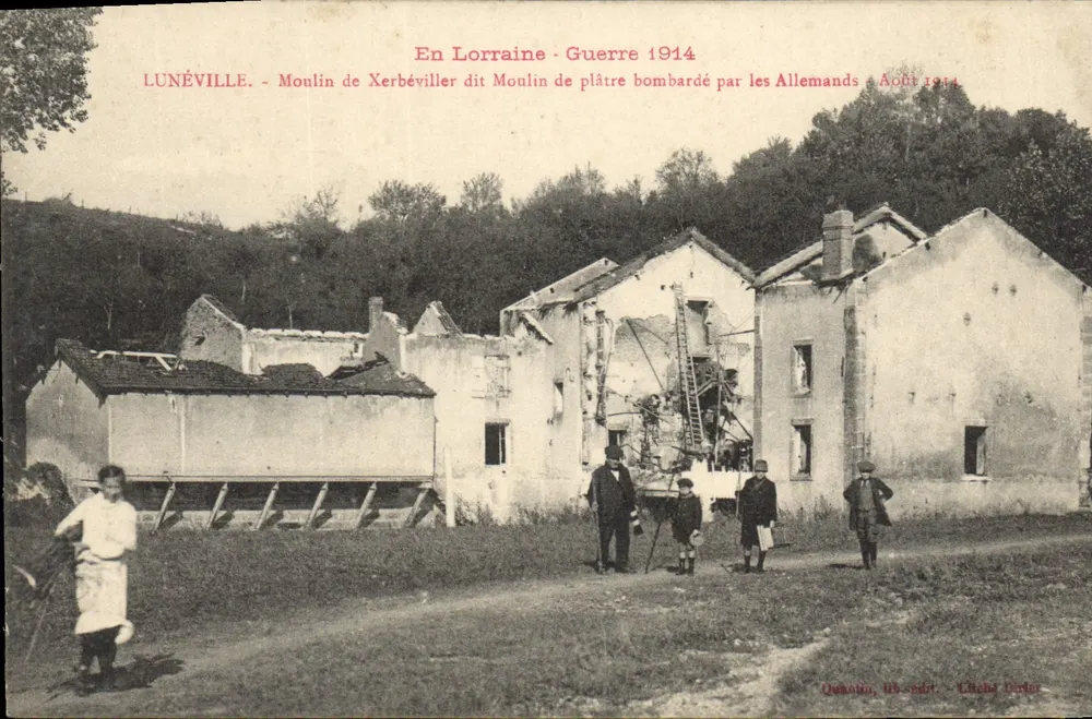 Lunéville - Mühle von Xerbéviller, auch als Kalkmühle bekannt, bombardiert von den Deutschen - August 1914 - Vorderseite