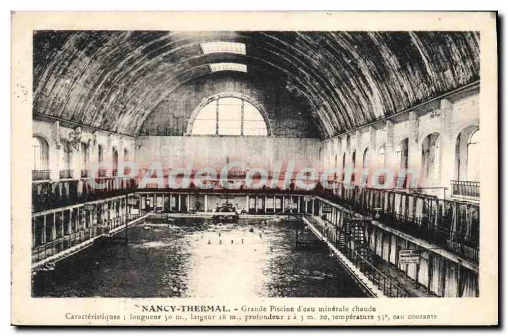 Nancy-Thermal — Grande Piscina de água mineral quente — Imprimeries Réunies de Nancy - Frente