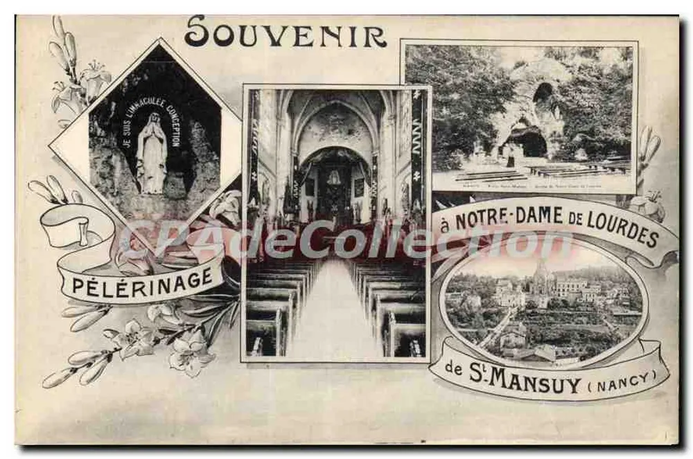 Peregrinação à Nossa Senhora de Lourdes — Souvenir de Saint-Mansuy (Nancy) — Editor anônimo - Frente
