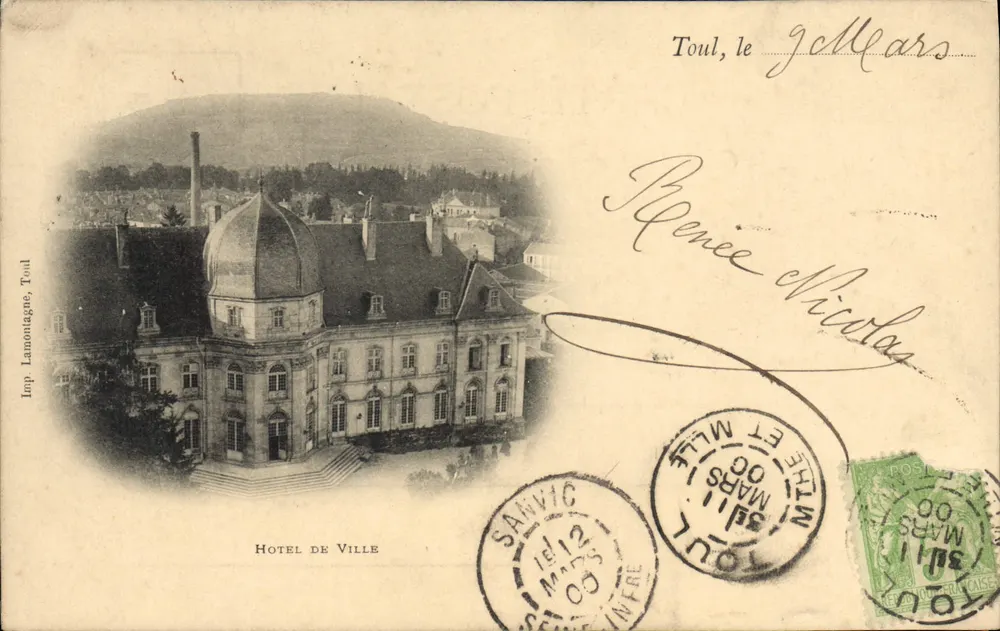 Hôtel de Ville de Toul — vue panoramique — Imp. Lamontagne, Toul - Recto