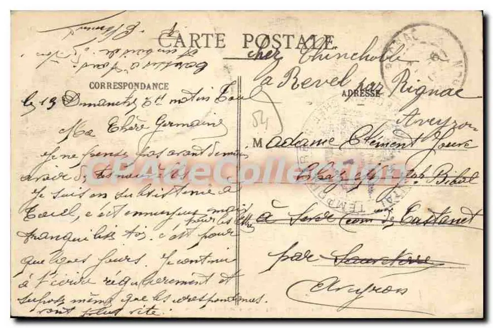 Lembrança de TOUL — vista da praça com bandeira e edifício, e cavaleiros diante de uma gaiola — editor Carrolle e Brïques, Toul - Verso