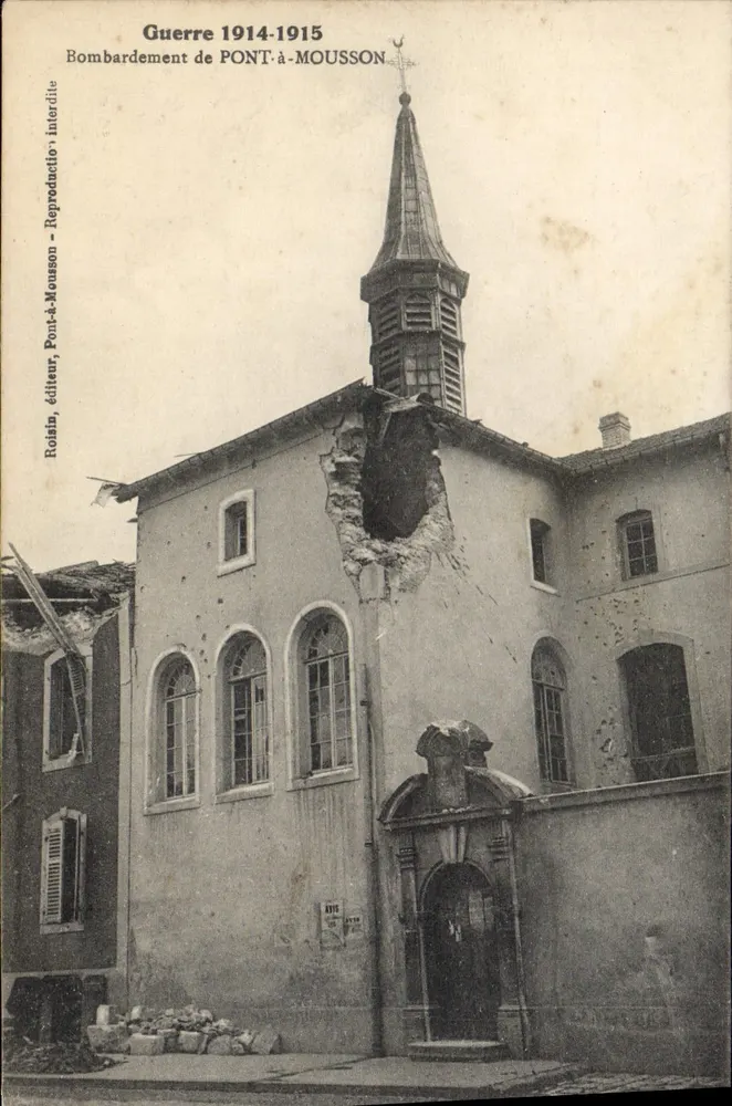 Bombardamento de PONT-À-MOUSSON — Guerra 1914-1915 — editor Robin, Pout-à-Mousson - Frente