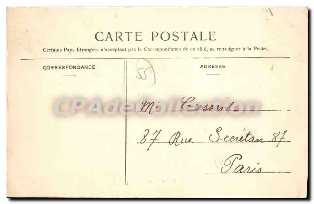 Commercy. O Sifão. — Hotel de Paris — editor não visível - Verso
