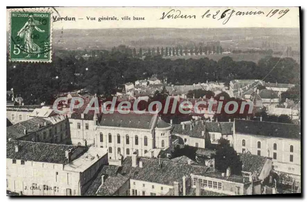 Verdun — Vista geral, cidade baixa — J. Chélot, editor - Frente