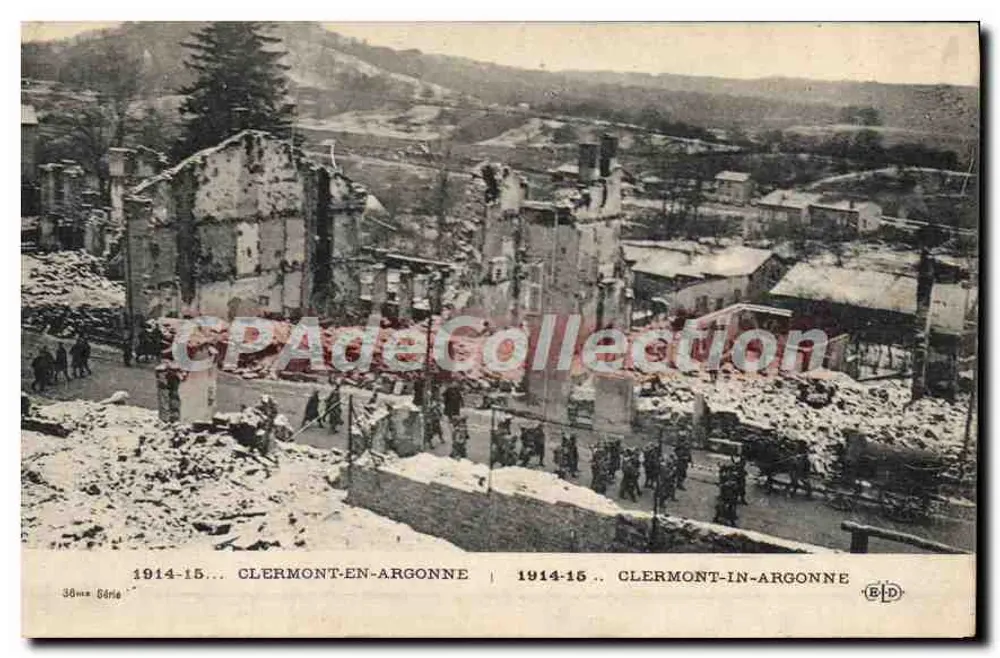 क्लेरमॉन्ट-एन-अर्गोन - 1914-15 के युद्ध के बाद के ध्वस्त स्थल - एडिटर बी.डी. संख्या 38 - आगे