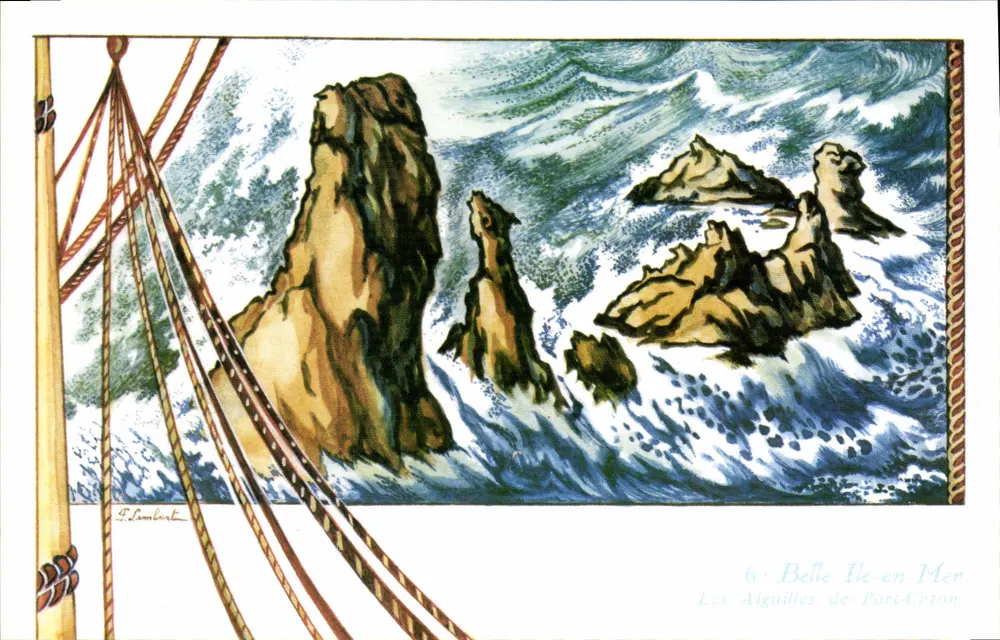 Les Aiguilles de Port-Coton — Belle Île en Mer — J. Lambert - Recto