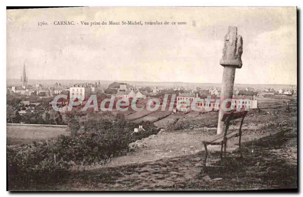 Carnac - Vista tirada do Monte St-Michel, tumulus de mesmo nome — Coleção Albert S. Trugue, n° 3760 - Frente