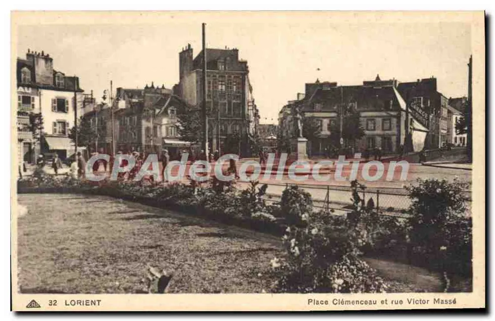 Lorient - Place Clémenceau und rue Victor Massé — Vintage Postcard/Antike Ansichtskarte, n°32 - Vorderseite