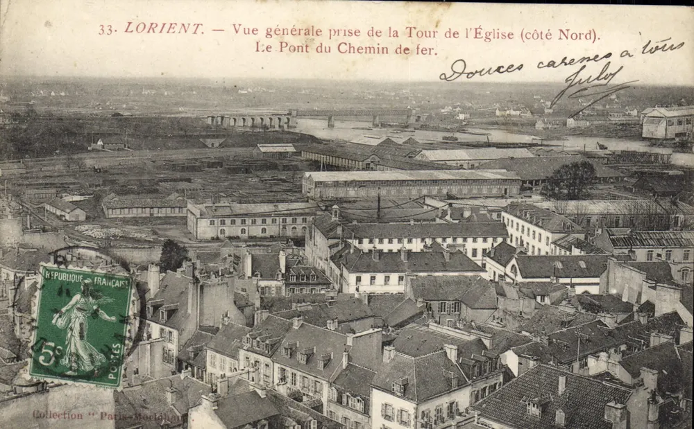LORIENT — Allgemeiner Blick vom Turm der Kirche (Nordseite). Die Eisenbahnbrücke. — Verlag: Sammlung 'Paris-Montalban' - Vorderseite