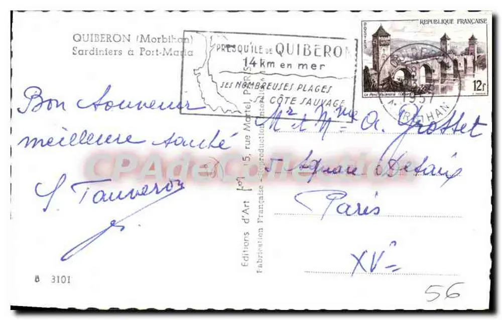 Port-Maria — Sardinières in Quiberon — Editions Martel, Nr. 8 3101 - Rückseite