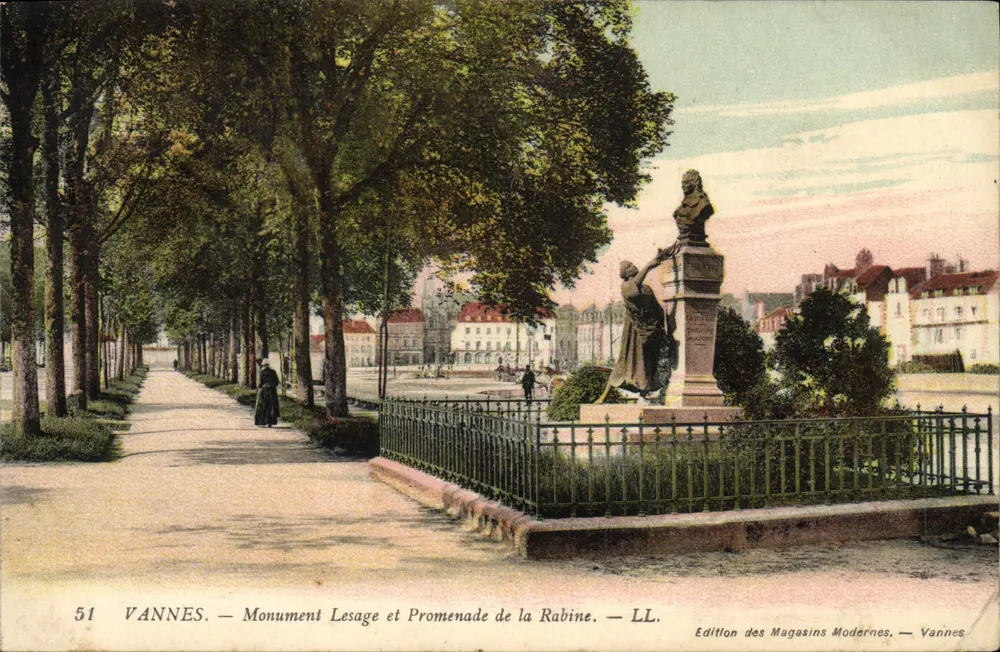 VANNES — Denkmal Lesage und Promenade der Rabine — Édition des Magasins Modernes, Vannes - Vorderseite