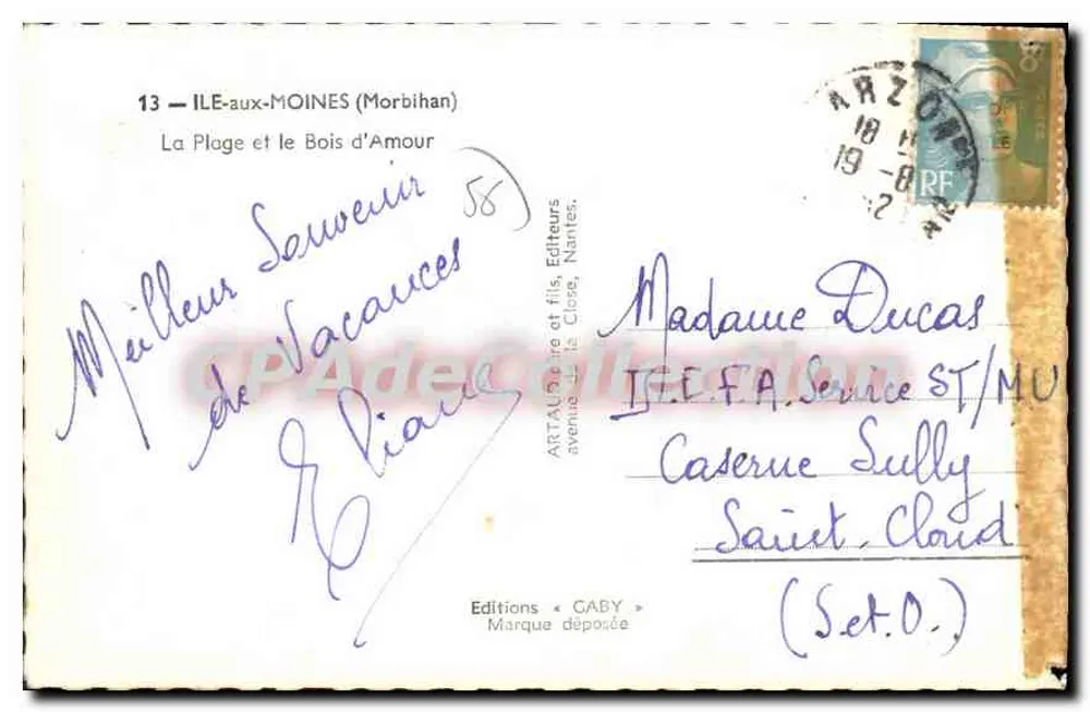 Die Strände und der Bois d'Amour — ILE-aux-MOINES (Morbihan) — Verlag Caby - Rückseite