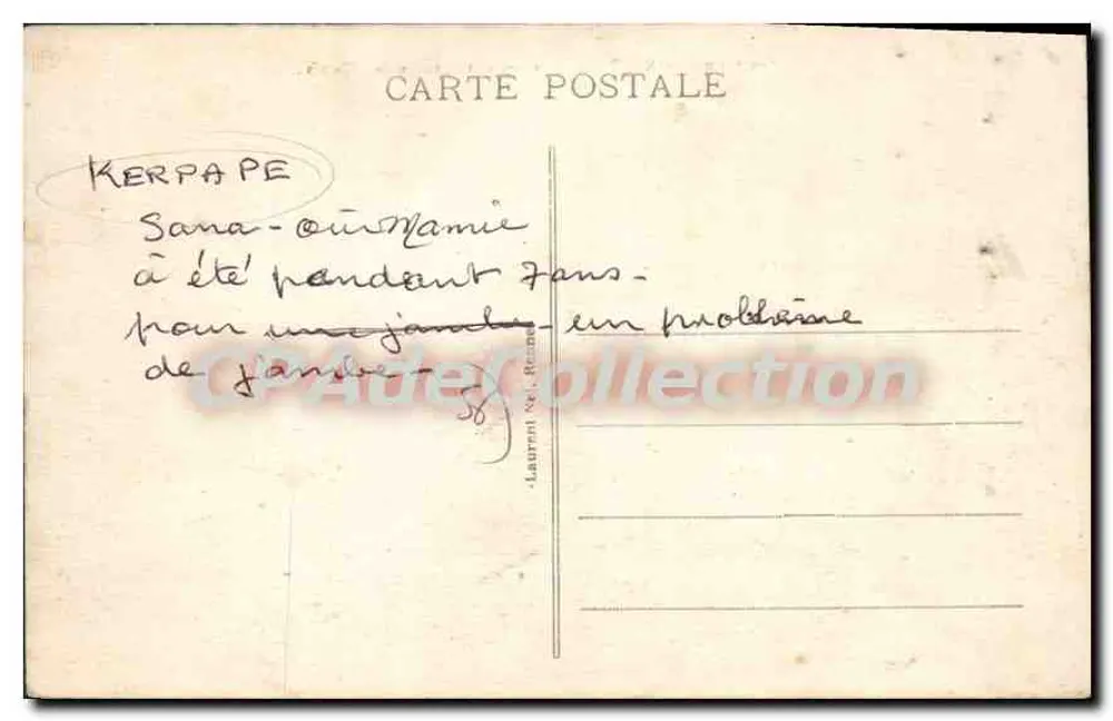 Sanatorium von KERPAPE — Lingerie und Pavillon für Mädchen — Verlag Laurent, Nr. 58 - Rückseite