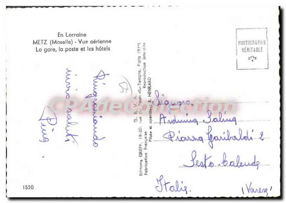 Metz (Moselle) — Luftbild — Éditions GREFF - Rückseite