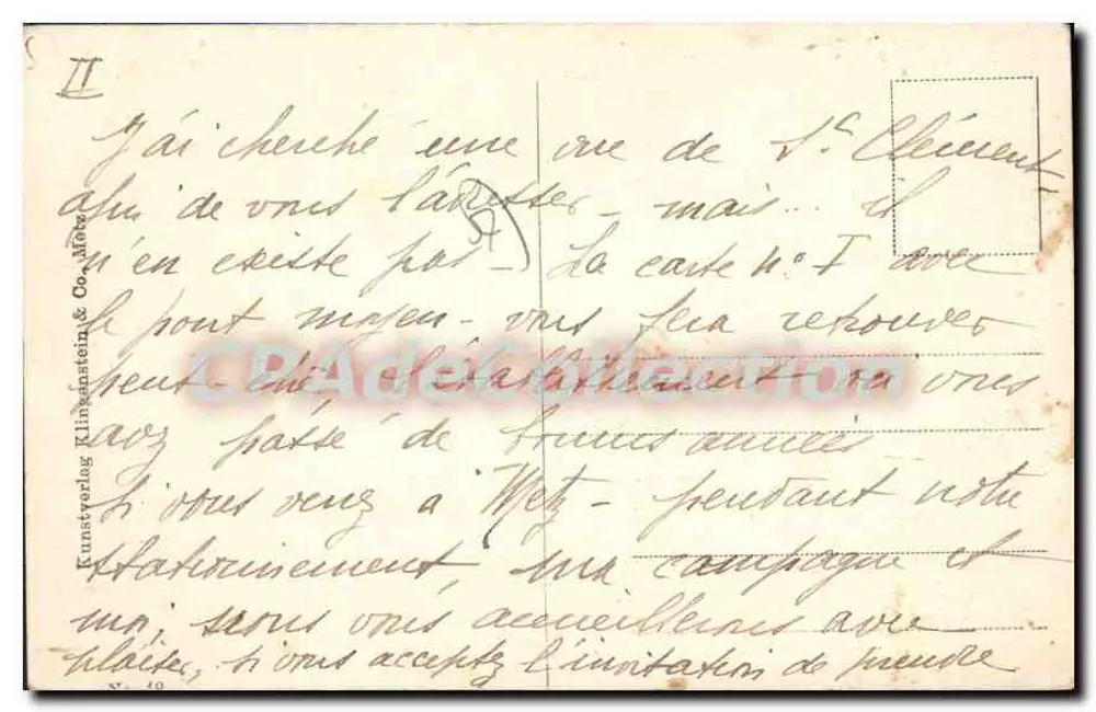 Metz — Porta Principe Friedrich Karl — Kunstverlag Klingsenstein & Co. n° II - Verso