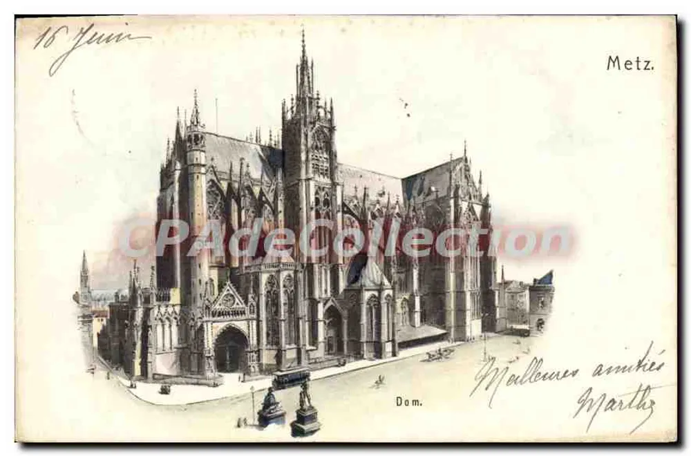 Katedra Najświętszej Maryi Panny w Metz — widok fasady — Dom. Malleure & Marty - Awers