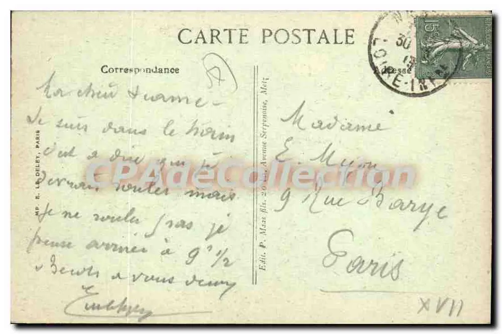 METZ — Praça Saint-Louis — Ed. E. Lodelet, Paris - Verso