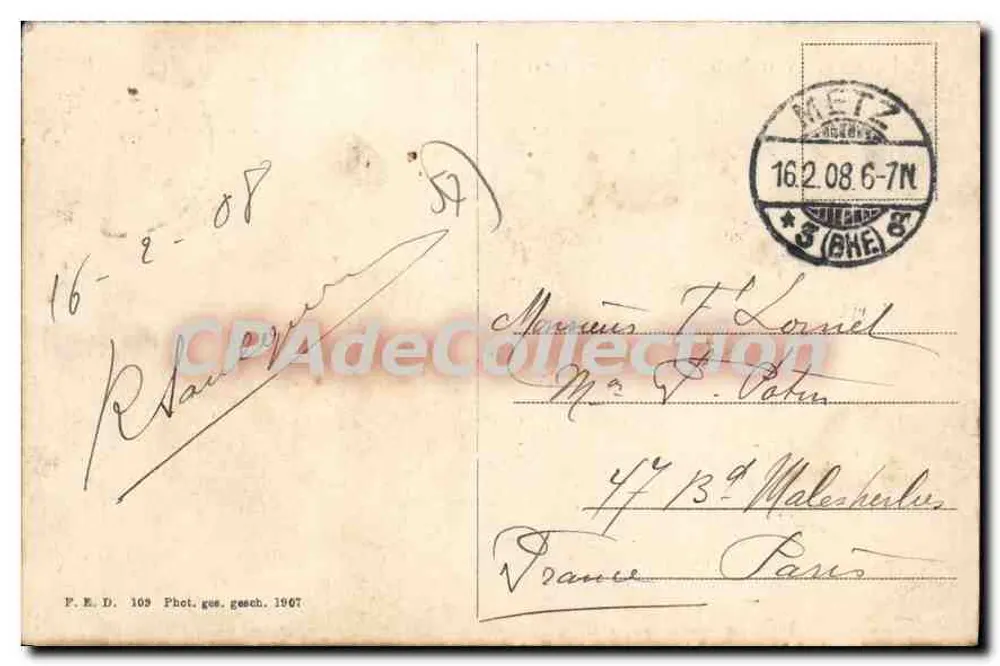 Metz — Vista geral de Metz — P.E.D. 109 - Verso