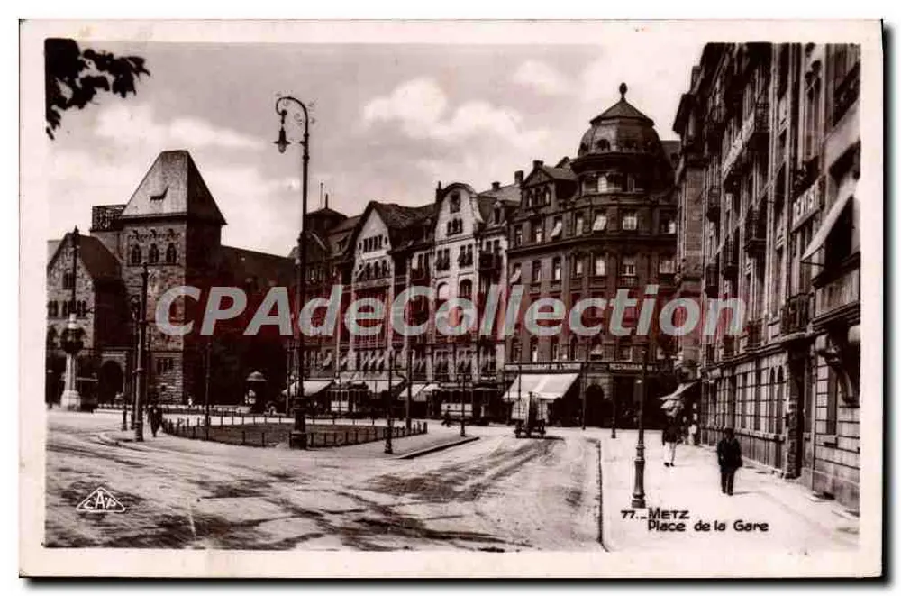 Metz — Praça da Estação — Edição Ch. Fischer, n°77 - Frente
