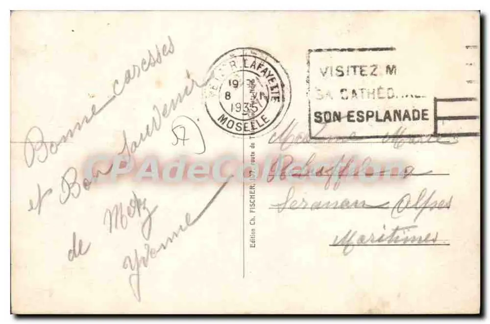 Metz — Praça da Estação — Edição Ch. Fischer, n°77 - Verso