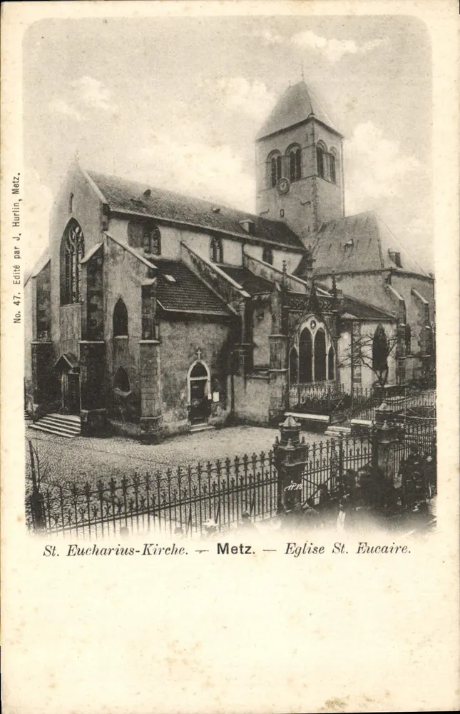 Kościół Świętego Eucaira — Metz — Wydane przez J. Hurlin, nr 47 - Awers