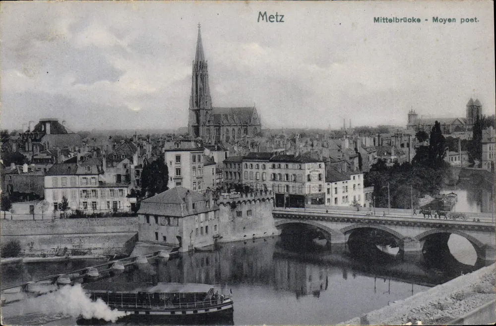 Metz — Ansicht der Mittelbrücke und der Kathedrale — Verlag Neb. Metz, Serie Delft Nr. 9 - Vorderseite