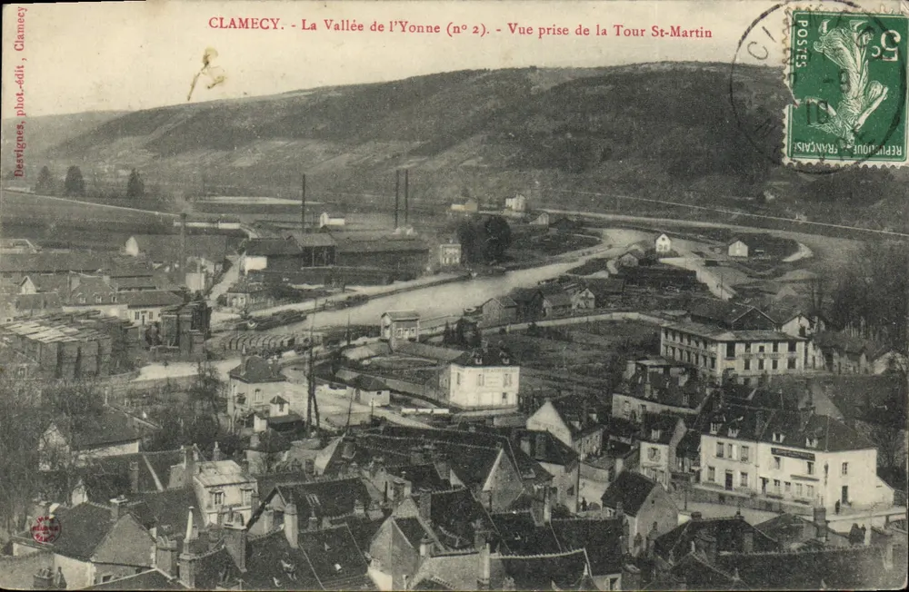 Clamecy - A Vale do Yonne (n°2) - Visão tirada da Torre St-Martin - Frente