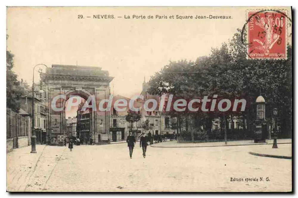 Nevers — La Porte de Paris und Square Jean-Desveaux — Sonderausgabe N. G. - Vorderseite