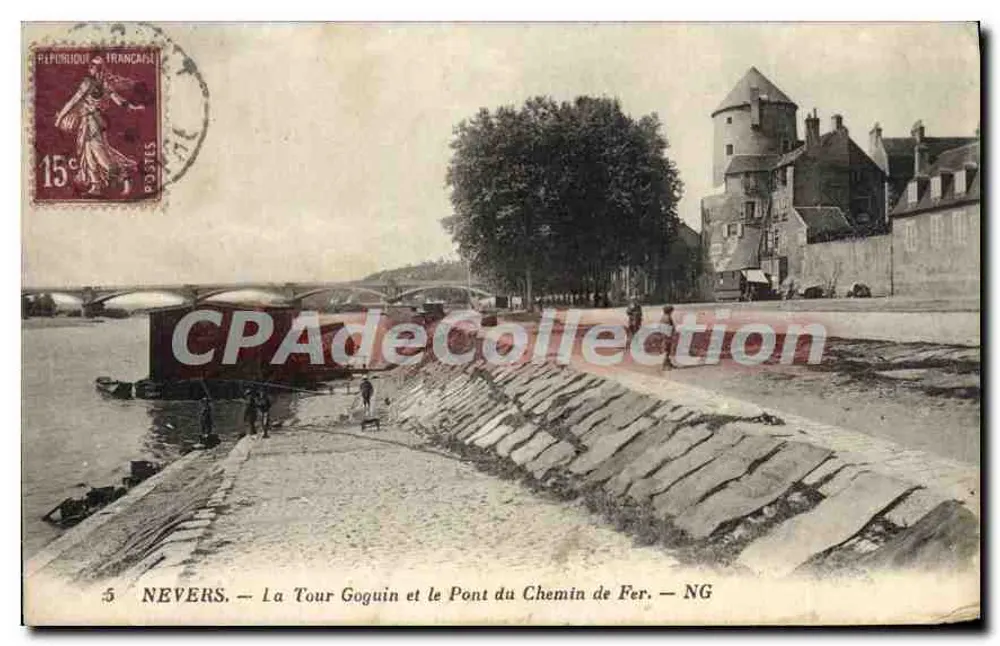 Nevers — La Tour Goguin und der Pont du Chemin de Fer — NG - Vorderseite