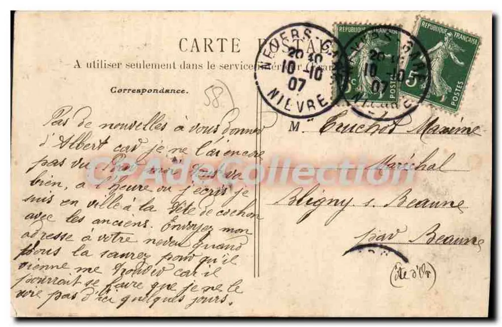 Nevers — A Posta, o Círculo dos Oficiais e a Porta de Paris — V. Deguerque, editor - Verso