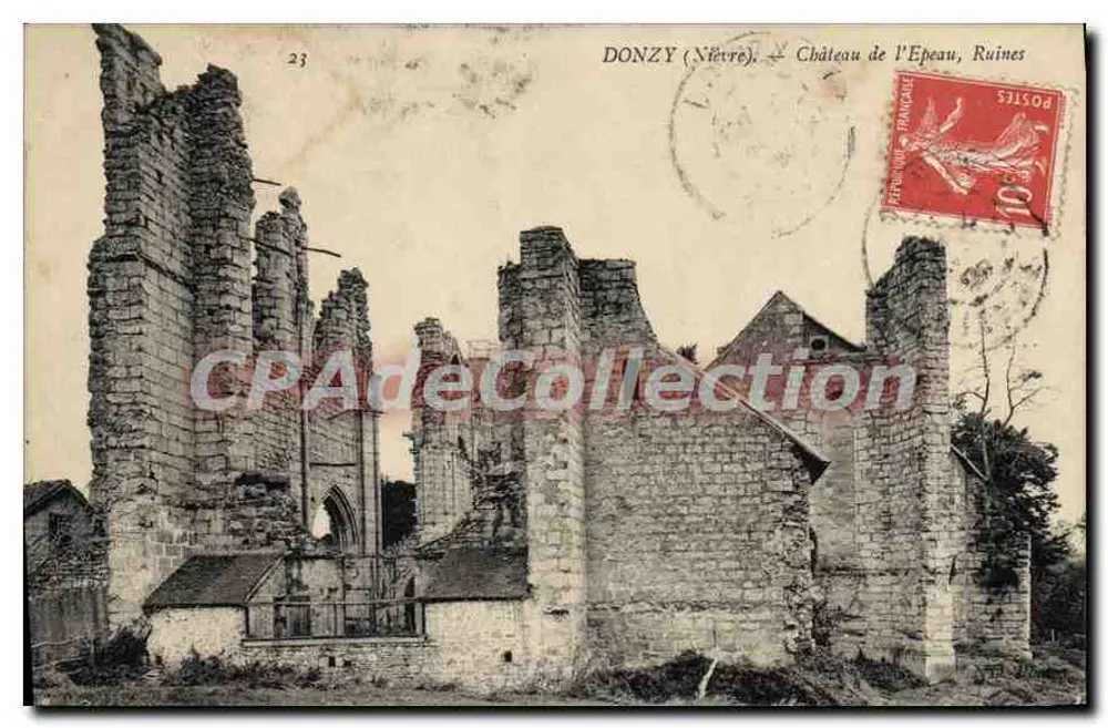 Donzy (Nièvre) — Castello di l'Epeau, Resti — Cartolina d'epoca de Collection - Recto