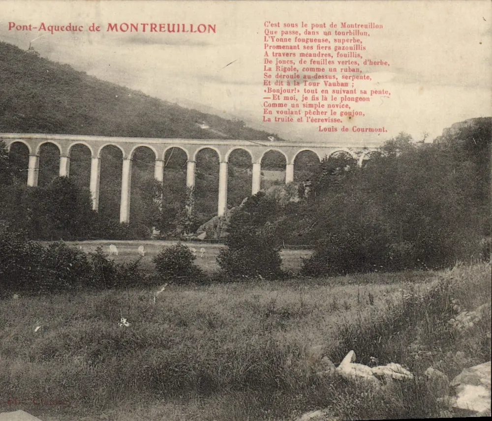 Ponte-aqueduto de Montreuilhon — vista do viaduto sobre a Yonne — editor Cadic (Clermont) - Frente