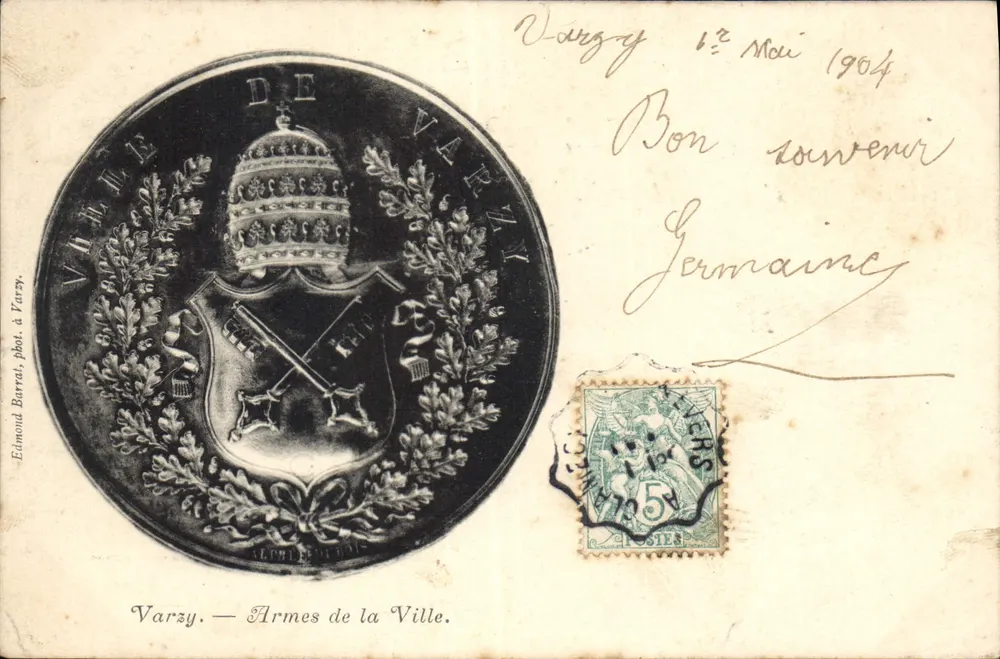 Varzy — Armas da Cidade — Edmond Barret, fot. em Varzy - Frente