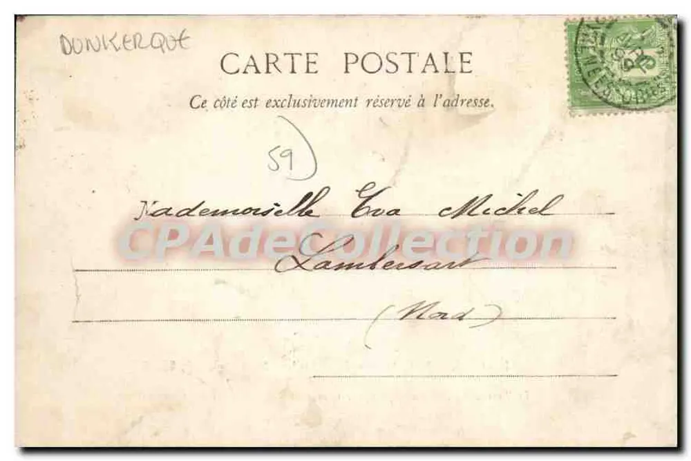 Der Präsident Felix Faure verlässt für Cronstadt, um die französisch-russische Allianz zu feiern — Hafen von Dunkerque, 18. August 1897 — Eugene Chigot, Phototypie H. Bergeret & Cie, Nancy - Rückseite