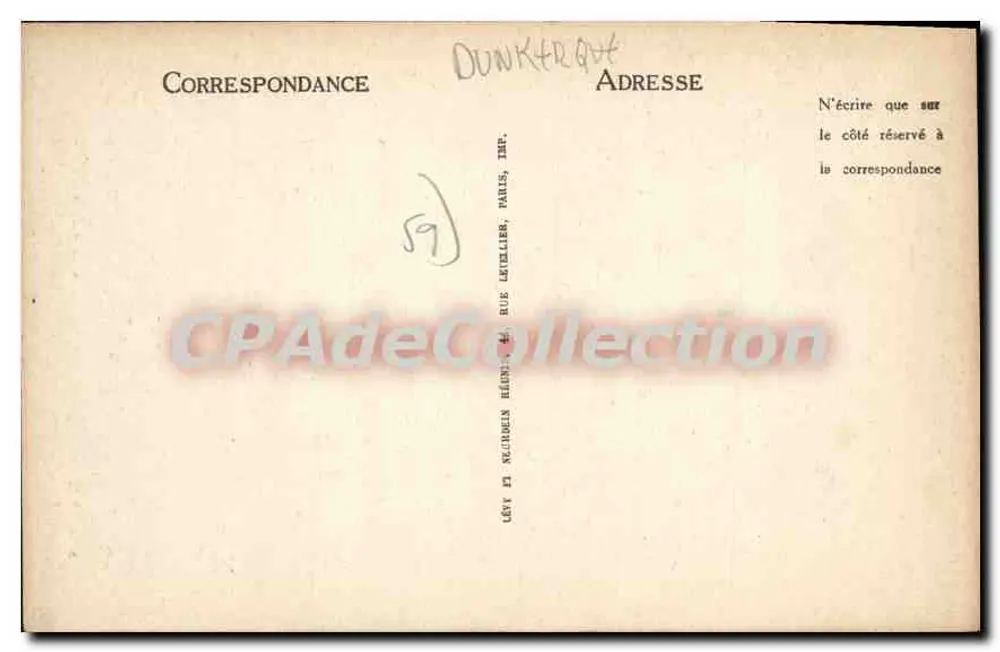 Dünkirchen — Bombardierung der Stadt. Aufprallpunkte — Druckerei Lévy & Néculdien, Paris - Rückseite