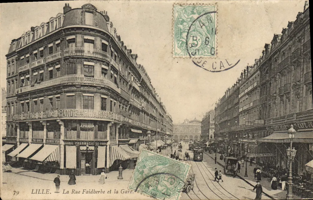 LILLE — La Rue Faidherbe und die Station — Verlag nicht sichtbar, n° 79 - Vorderseite