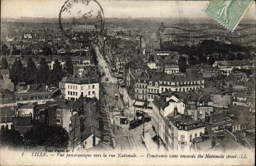 LILLE — Panoramablick in Richtung der rue Nationale — Visé Paris n°1 - Vorderseite
