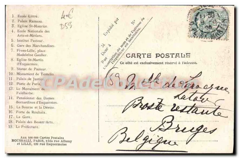 Lille — Lembrete de Lille — Moussalli, Paris - Verso
