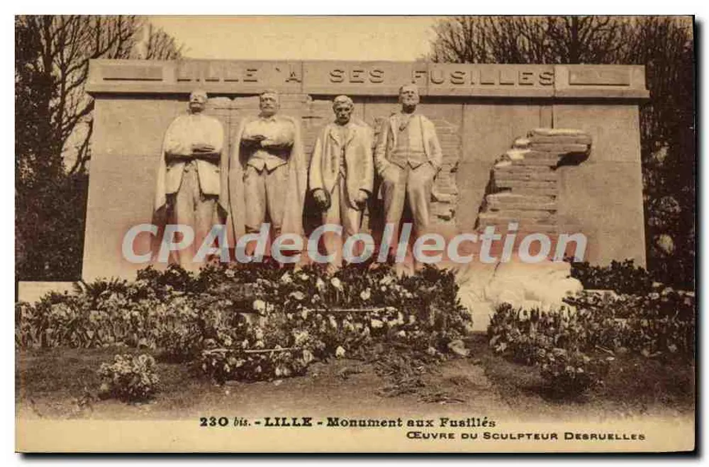 Lille - Monument aos Fuzilados — obra do escultor Desruelles — n° 230 bis - Frente