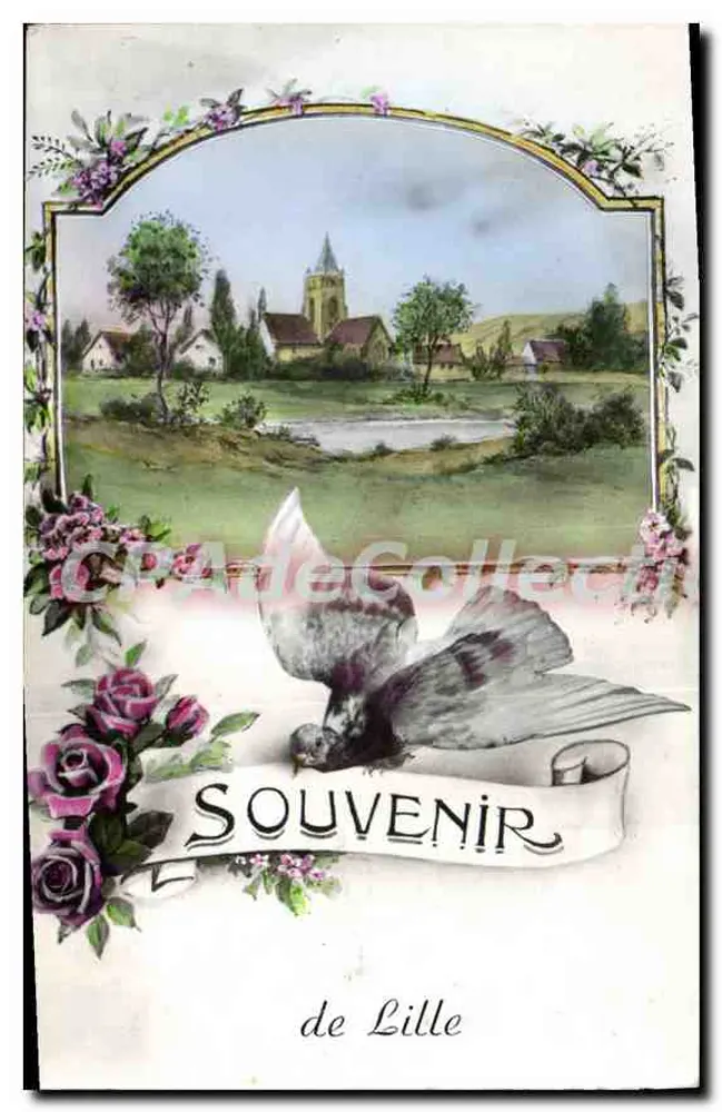Paisagem rural com igreja — Lembrança de Lille — editor ABC, série 28 - Frente