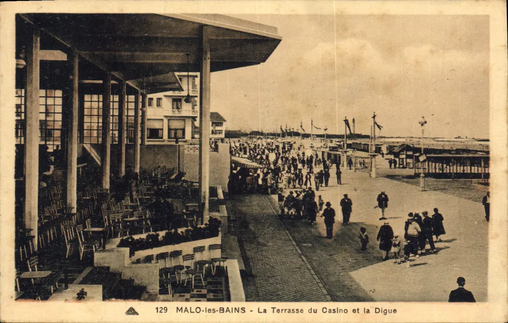MALO-les-BAINS - Die Terrasse des Casinos und die Digue — Edition A la Civette, Nr. 129 - Vorderseite